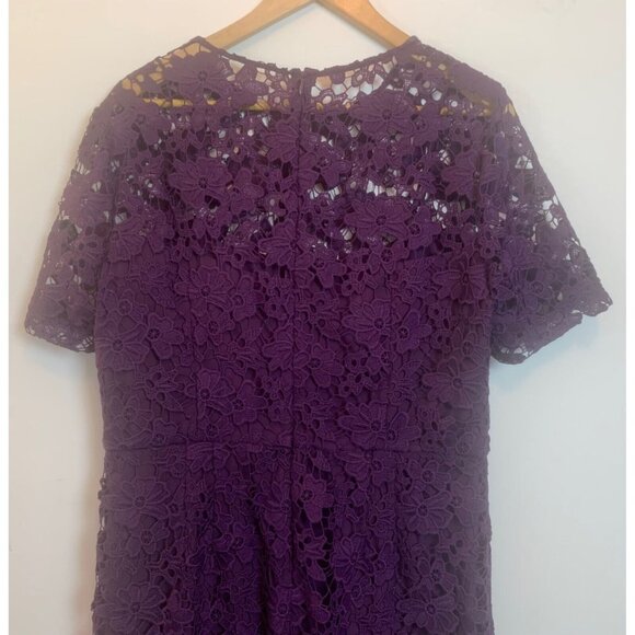 DONNA MORGAN Purple All-Over Floral Lace Sheath Dress Special‎ Occasion Sz 12 - Picture 3 of 12
